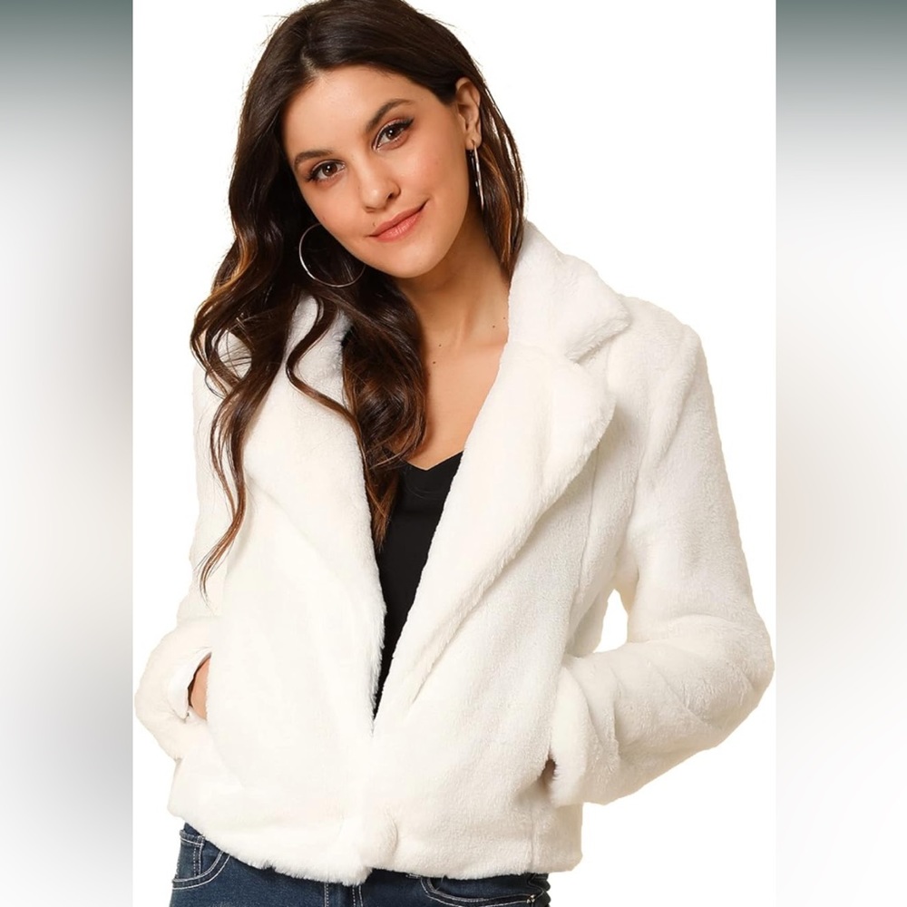 ALLEGRA K Cream/White Faux Fur Jacket Size xs - Picture 1 of 7